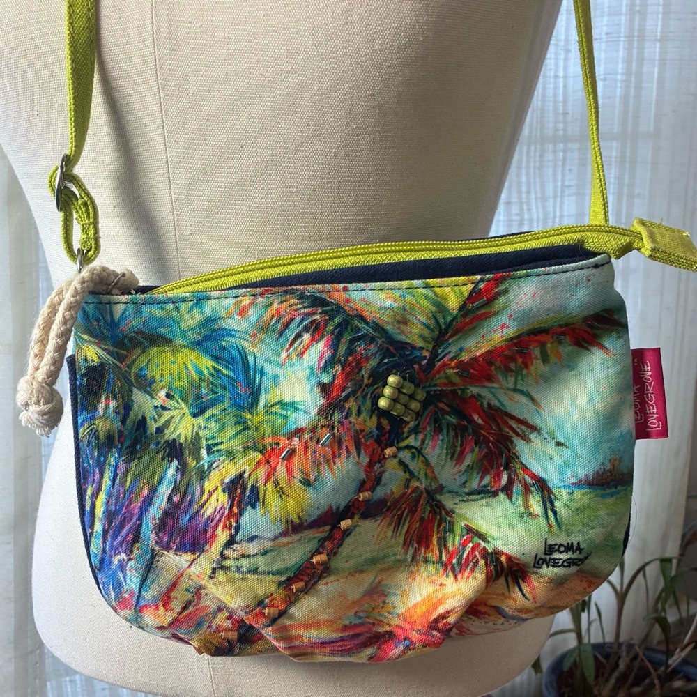 Leoma Lovegrove Beaded Tropical Canvas Crossbody Bag - Picture 2 of 5